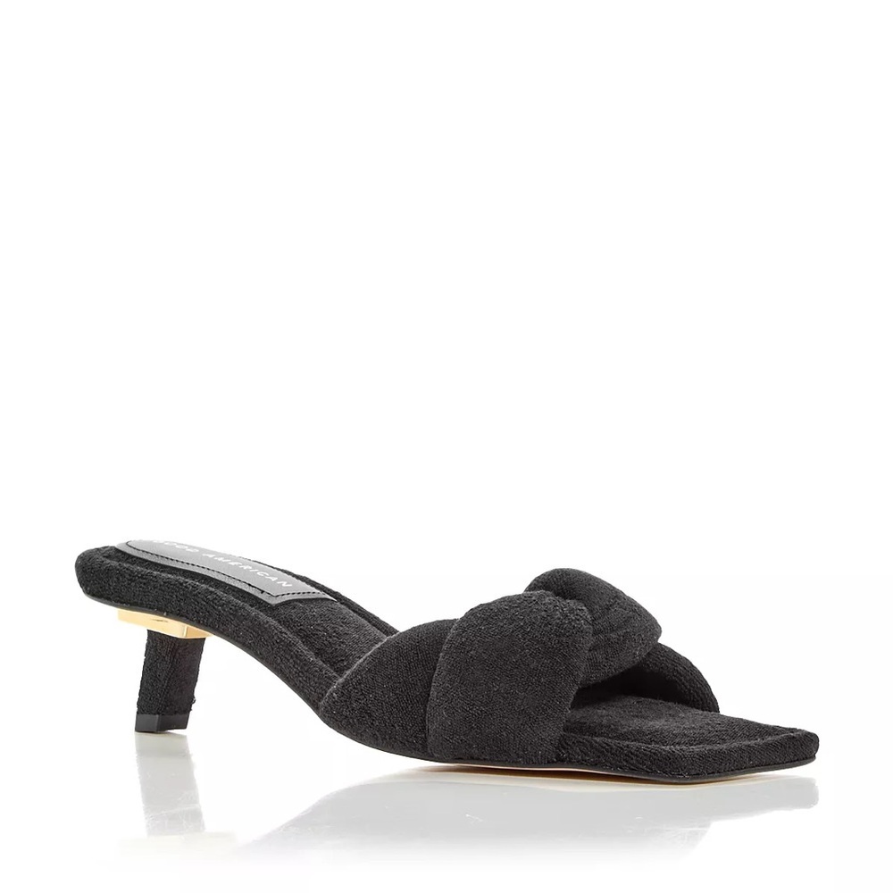 NWOT 7.5 Good American Terry Kickstand Kitten Heels, Black